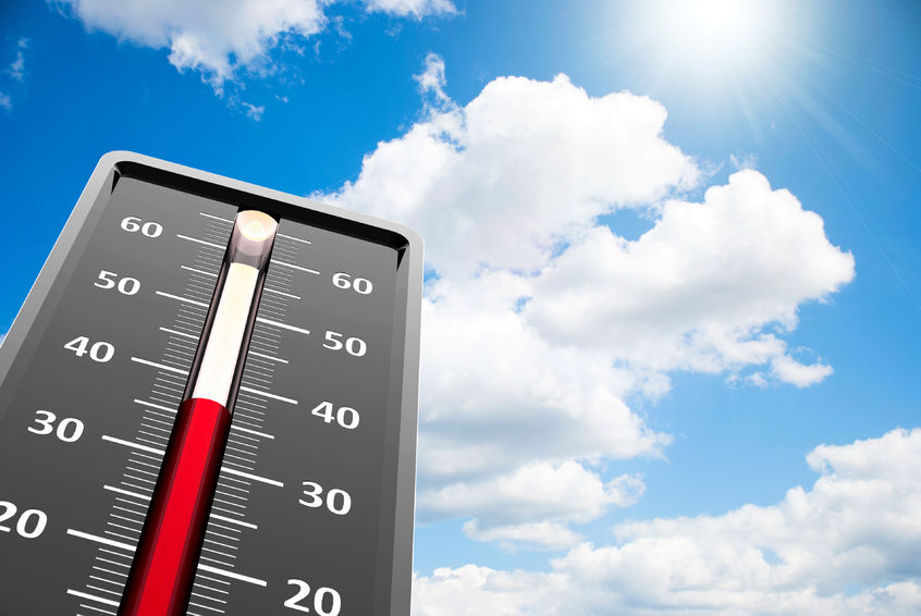 A thermostat on a hot day
