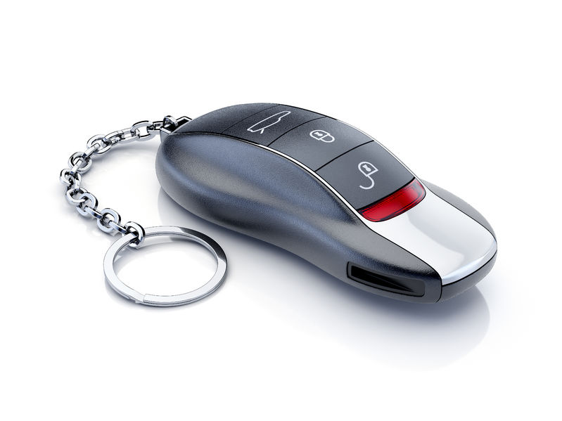 A keyless car key fob